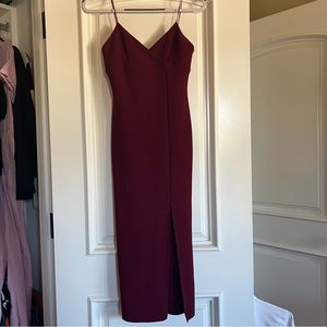 Lea Split Midi Dress in Burgundy BEC&BRIDGE
